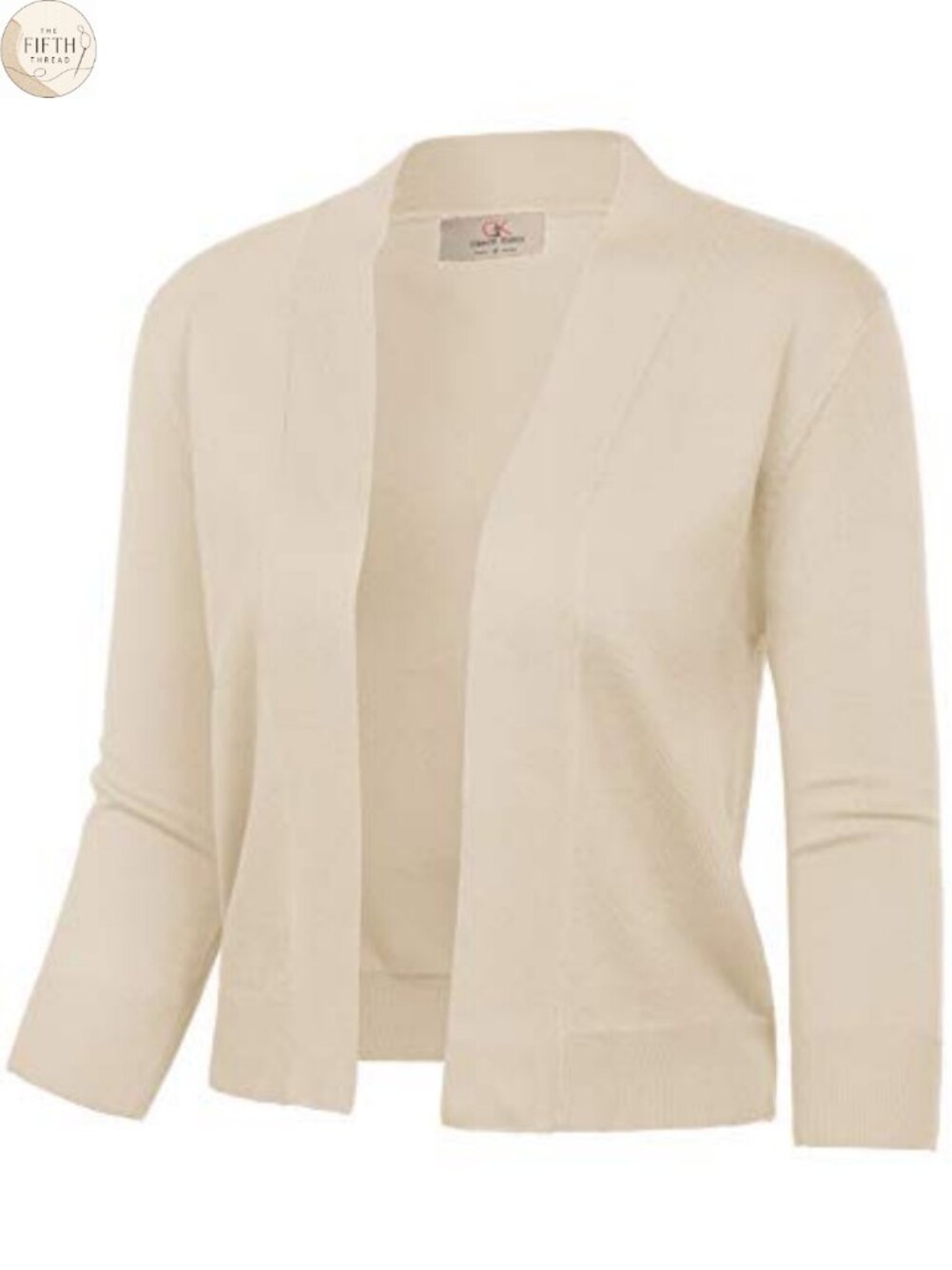 Women's Lightweight Cropped 3/4 Sleeve Open Front Cardigan Shrug Bolero